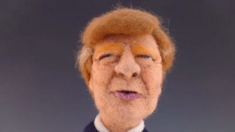 needle felted donald trump doll close-up