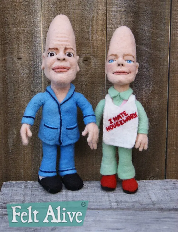 The Coneheads - Needle Felted Dolls by Kay Petal