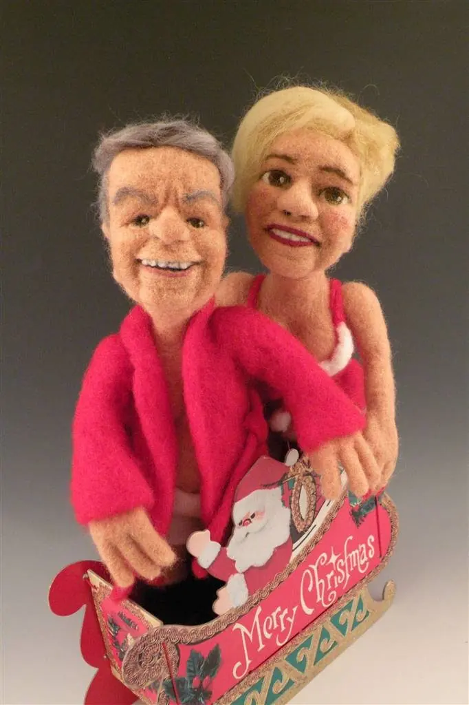 Needle felted wool art doll caricature