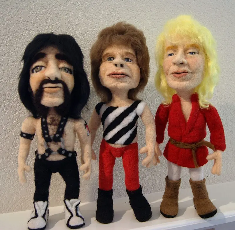 Needle-felted This is Spinal Tap dolls by Felt Alive